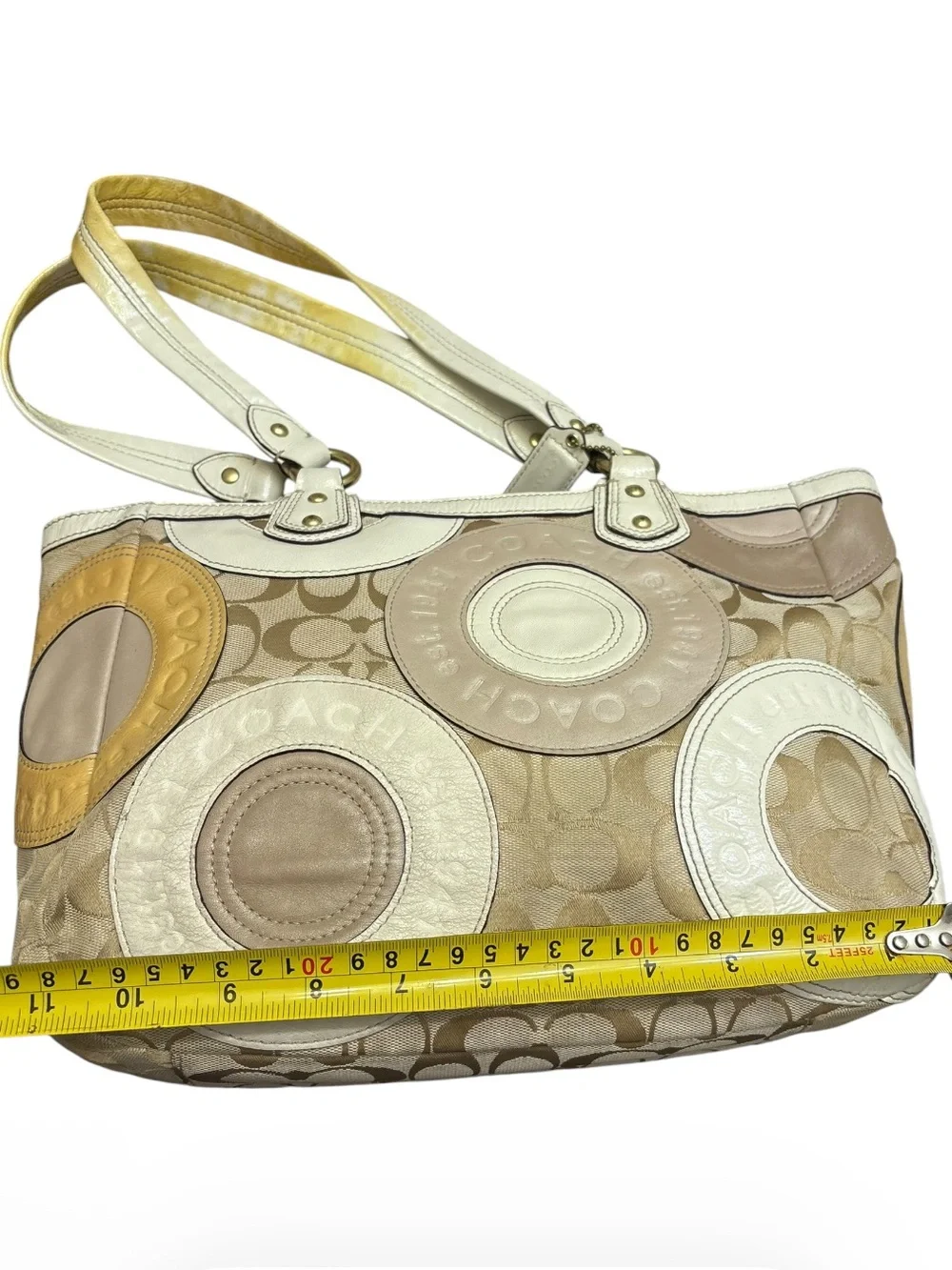 Coach rare snap head Signature Canvas Tote with Multi-Color Circle Appliqué